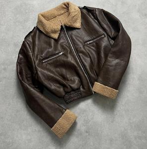 Veste matelassée en cuir véritable pour femme, style vintage, double face, coupe-vent, avec fermeture éclair, logo frontal, écologique - Product Image 5