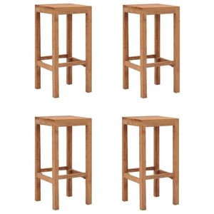 Ensemble de 4 tabourets de bar en teck massif durable, finition bois naturel pour une utilisation durable - Product Image 1