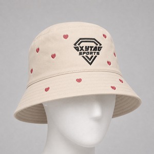 Chapeau Bob Personnalisé Brodé Motif Cœur Unisexe en Coton Casquette de Pêcheur Décontractée Chapeau de Soleil Extérieur Vente en Gros OEM ODM - Product Image 4