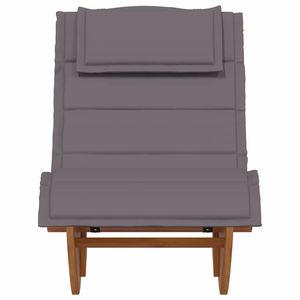 Chaise longue en bois d'acacia massif marron pour 2 personnes avec coussin, ensemble de 2 pièces - Product Image 5