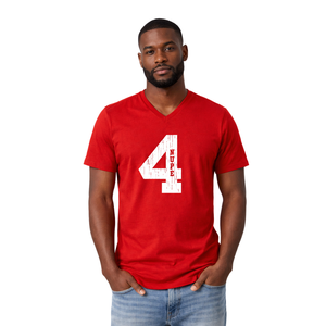 T-shirt col en V Kappa Alpha Psi Numéro 4 Rouge – Vêtement de Fraternité Grecque avec Motif Audacieux, Confort Premium et Coupe Élégante - Product Image 1