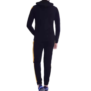 Men's Black Hooded Tracksuit Full <b>Zip</b> Solid Color Sporty Autumn Wear Regular Fit With Side Pockets 100% Polyester - Product Image 2