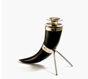 Support de bougie unique en corne naturelle, style animal, toucher réel, fait main, objet de collection, décoration d'intérieur, support de bougie de table - Product Image 1