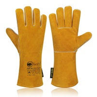 Gants de soudeur EN388 EN420 EN407 résistants à la chaleur extrême pour barbecue, four, soudage TIG MIG, en cuir, pour travaux lourds et industriels PK