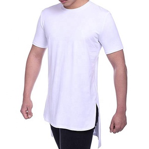 Camiseta negra con dobladillo curvo y corte lateral para hombre, camiseta de gimnasio con estampado personalizado, de alta calidad, venta al por mayor, 100% algodón - Product Image 3