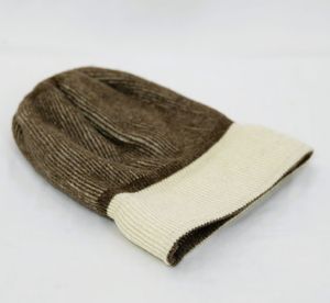 Premium Double-Layer Mongolian <b>Wool</b> <b>Beanie</b> | Mid Brown & White Extra Warm Winter Hat | Hypoallergenic Breathable Soft Knit Cap - Product Image 1