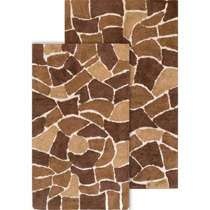Tapis de bain rectangulaire en coton abstrait Premium Vidhi Exports, moderne, antidérapant, épais, tufté, réversible, noir et blanc, pour la maison, tendance - Product Image 1