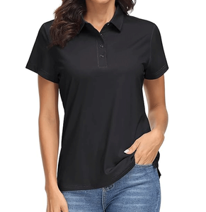 Camiseta Casual de Mujer al por Mayor, Jersey de Secado Rápido, Color Sólido, Transpirable, Manga Corta, Cuello Camisero - Product Image 2