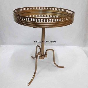 Designer Border Vintage Antique Brass Finish <b>Mirror</b> Glass <b>Side</b> <b>Table</b> End <b>Table</b> Steel Metal Furniture Golden <b>Table</b> - Product Image 1