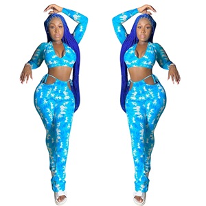 Conjunto de Pantalones y Top Corset con Estampado Sexy, a la Moda, de Última Tendencia, Elástico, de Dos Piezas para Mujer - Product Image 1