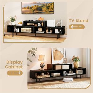 63\" Rustic Brown/Black/White <b>TV</b> <b>Stand</b> with 3 Compartments Engineered Wood+Metal for 70\" <b>TVs</b> - Product Image 6
