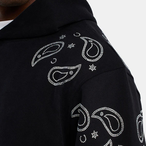 Sudadera con Capucha de Punto Casual de Invierno con Forro de Diamantes de Imitación, Detalles Brillantes de Cristal en la Parte Delantera, 100% Algodón - Product Image 6