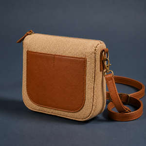 Jute Material Crossbody Handbag Large Capacity Zipper Closure Single Strap Fashion <b>Satchel</b> Eco-Friendly Durable <b>Women</b> Travel - Product Image 3