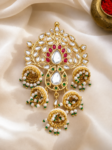Élégante chaîne de cheveux réglable plaquée or avec perles, accessoire de coiffure de mariée pour femme - Product Image 4