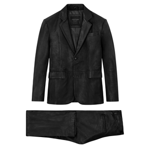Costumes en cuir pour hommes, blazer ajusté tendance et ensemble de pantalon coordonné, vêtements de bureau haut de gamme, vêtements formels modernes - Product Image 5