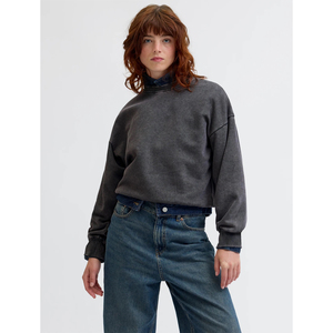 Sweat-shirt vintage à fermeture éclair, style rétro vieilli, pull-over uni en molleton de coton délavé à l'acide, coupe classique pour l'hiver - Product Image 5