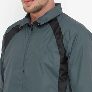 Men's Windproof Rain Jacket Solid Color Zipper Closure Turn-down Collar Polyester Sporty Style Autumn Wear Eco-Friendly - Product Image 6