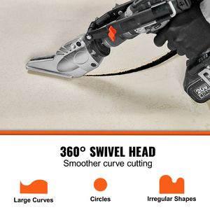 Tête pivotante à 360 degrés pour perceuse, accessoire de coupe puissant pour découpe maximale. Accessoire de cisaille pour plaques de plâtre de 0,47 po et panneaux de fibres de 0,5 po - Product Image 4