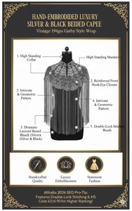 Cape en dentelle argentée de luxe avec franges à longues chaînes pour femme, accessoire de robe de soirée, de mariage ou d'événements formels - Product Image 6