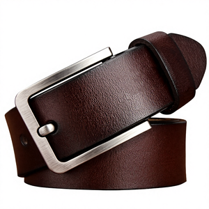 Ceinture en cuir de vachette véritable pour homme, style rétro, best-seller, boucle à ardillon en alliage, couleur et logo personnalisables, vente en gros directe d'usine - Product Image 3
