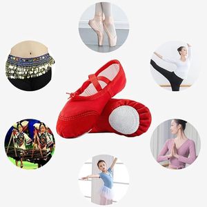 Women's Genuine Leather Ballet Flats Non-Slip Soft Sole Dance <b>Slippers</b> with Easy Drawstring for Dance Class - Product Image 5