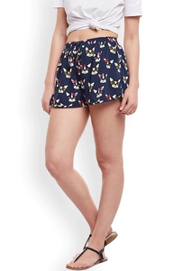 Shorts de Mujer con Estampado de Dibujos Animados en Azul Marino, Cintura Elástica, Tejido de Algodón, Corte Regular, Transpirables - Product Image 2