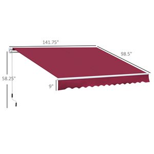 Toldo Retráctil Manual Rojo de 12 Pies x 8 Pies con Brazos Plegables para Patio, Terraza o Jardín, Proyección Máxima de 5 m - Product Image 3
