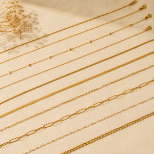 Colliers chaîne plaqués or minimalistes, styles Box, Rond, Satellite, Herringbone, Rice, Snake, Cable, Paperclip, Figaro, unisexe, pour usage quotidien - Product Image 3