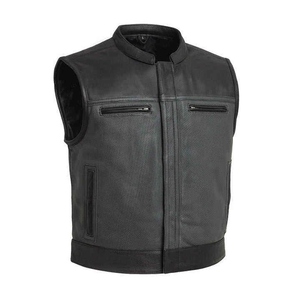 High Quality Men Leather Made <b>Vest</b> & Waistcoat Breathable Casual Winter Outer Wear Sleeveless Button Down V Neck Design - Product Image 4