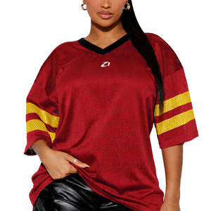 Uniformes de Fútbol Americano para Mujer, Sublimación Completa, Tallas de Mujer, Jersey Rojo y Amarillo, Camiseta Deportiva, Proveedor Mayorista - Product Image 2