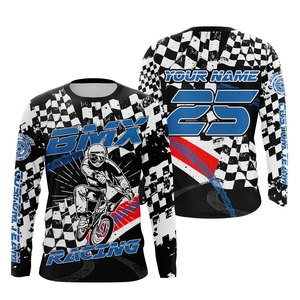 Camiseta de motocross personalizada con estampado de la bandera estadounidense, manga larga, para hombre, de poliéster, para carreras, con número y nombre. - Product Image 4