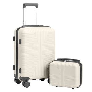 Valigia trolley in PP elegante 2-in-1 con lucchetto non TSA, colore bianco sporco, set da viaggio 12/20 pollici con chiusura a cerniera, misura 20 pollici - Product Image 1