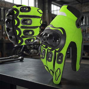 Guantes de Motocicleta Verdes con Protección en los Nudillos para Adultos Unisex, Transpirables, de Material PU, para Todas las Estaciones - Product Image 3