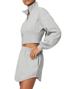 New Arrival Ladies Sports Wear Women Sets <b>Shorts</b> Set Winter Fall Clothes Women 2 Piece Sets Patch Applique logo <b>Zip</b> up 2026 - Product Image 3