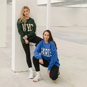 เสื้อสเวตเชิ้ตผู้หญิงปักลายตัวอักษร NY Paris คอกลม ทรงปกติ ผ้าฝ้ายถัก 100% เสื้อกันหนาวสำหรับฤดูใบไม้ร่วง - Product Image 1