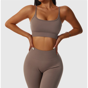 Offre Spéciale – Ensemble de Yoga Femme Personnalisé de Haute Qualité, Respirant, Écologique, en Nylon et Spandex, Séchage Rapide, Taille Mi-Haute, Col Carré - Product Image 5
