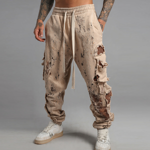 Winter Washed 360sm Fleece Sweatpants Men Oversize Distress Autumn Fleece Trouser Pajama Baggy Distress Sweat Pants Men's - Product Image 6