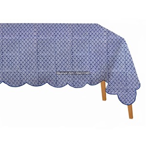 Nueva Manta de Mesa Rectangular de Algodón de 60x90 Pulgadas con Estampado a Mano y Borde Festoneado para Fiestas y Ocasiones Especiales - Product Image 3