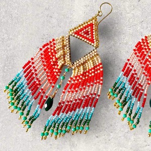 <b>Top</b> Selling Beaded <b>Earrings</b> Eco Friendly Beaded <b>Earrings</b> Hand Crafted Colorful Beaded <b>Earrings</b> Custom Logo Item Beaded <b>Earrings</b> - Product Image 5
