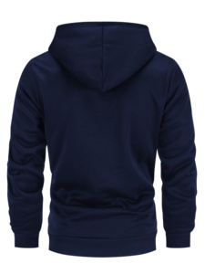 <b>Mens</b> Navy Blue & White Solid Fleece Zip up <b>Hoodie</b> Regular Fit Knitted Front Zipper Casual Winter Wear Quick Dry Breathable - Product Image 2