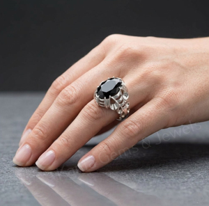 Anillo de Hombre de Plata de Ley 925 Vintage con Ónix Negro Ovalado de 10x14mm, Anillo de Coctel con Engaste de Bisel, Joyería Fina - Product Image 4