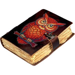 Carnet de notes en cuir avec motif hibou, couverture rigide, impression par sublimation, reliure cousue, cadeau - Product Image 3