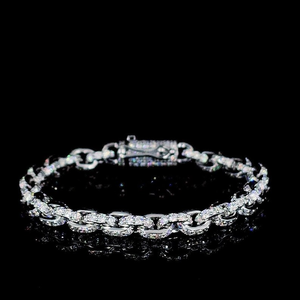 Pulsera de Lujo con Eslabones Ovalados y Moissanita, Plata 925 con Baño de Rodio, Joyería Hip Hop para Hombre y Mujer - Product Image 1
