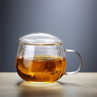 Tasse à thé et à café en verre borosilicate transparent minimaliste, résistante à la chaleur, avec infuseur et poignée, emballage carton, 10-14 oz. Bureau à domicile