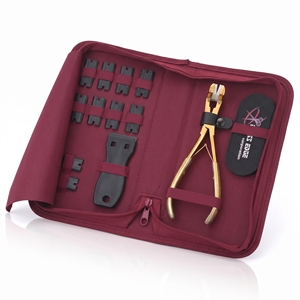 Custom <b>Tape</b> Hair Extension Pressing Pliers, Hair Grippers Set, <b>Tape</b> Scraper & Quick Hair Parting Ring in Gold - Product Image 1
