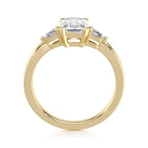 Anillo de Compromiso de Tres Piedras con Diamante Cultivado en Laboratorio con Corte Esmeralda, 1.70 CTW, Oro Sólido de 14K, Chapado en Rodio, Certificado IGI, Lujoso Anillo de Boda - Product Image 4