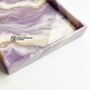 Plateau en résine personnalisé avec logo, plateau de service carré moderne décoratif, artisanat en résine marbrée personnalisé pour mariage et entreprise - Product Image 6