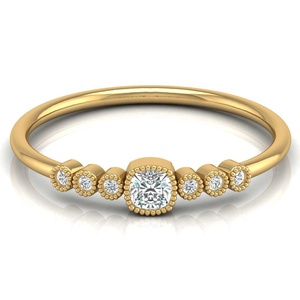 Bague de diamants certifiés abordables Bague en or massif 10 carats faite à la main Bijoux de mode ronde et taille coussin 1CT Diamond Solitaire Gold Ring - Product Image 1