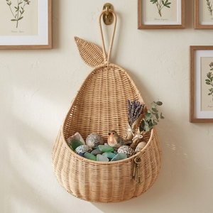 Panier mural suspendu élégant en rotin tressé à la main pour chambre d'enfant, multifonctionnel, taille personnalisable, pot de fleurs pour la maison, vente en gros - Product Image 1
