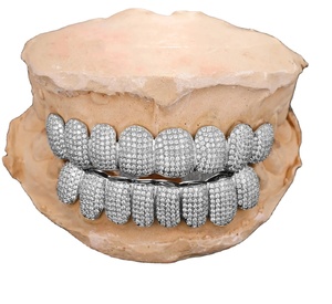 Direct Factory Supply Luxury Brilliant Cut VVS Moissanite Diamond Grillz Teeth 925 Sterling Silver Fashion <b>Body</b> <b>Jewelry</b> Export - Product Image 1